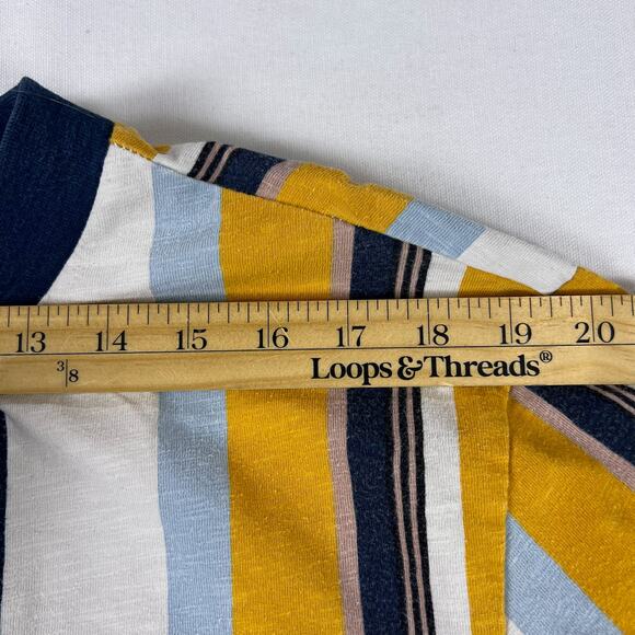 Vintage Guess Y2K Stripe Tee M | Yellow Embroidered Logo Spell-Out Cotton Crew - Picture 7 of 12